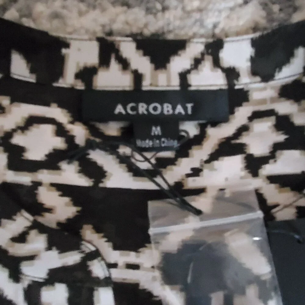 Acrobat Women's 100% Silk Sleeveless Black/White Print Tunic Dress Size Medium - Picture 6 of 10